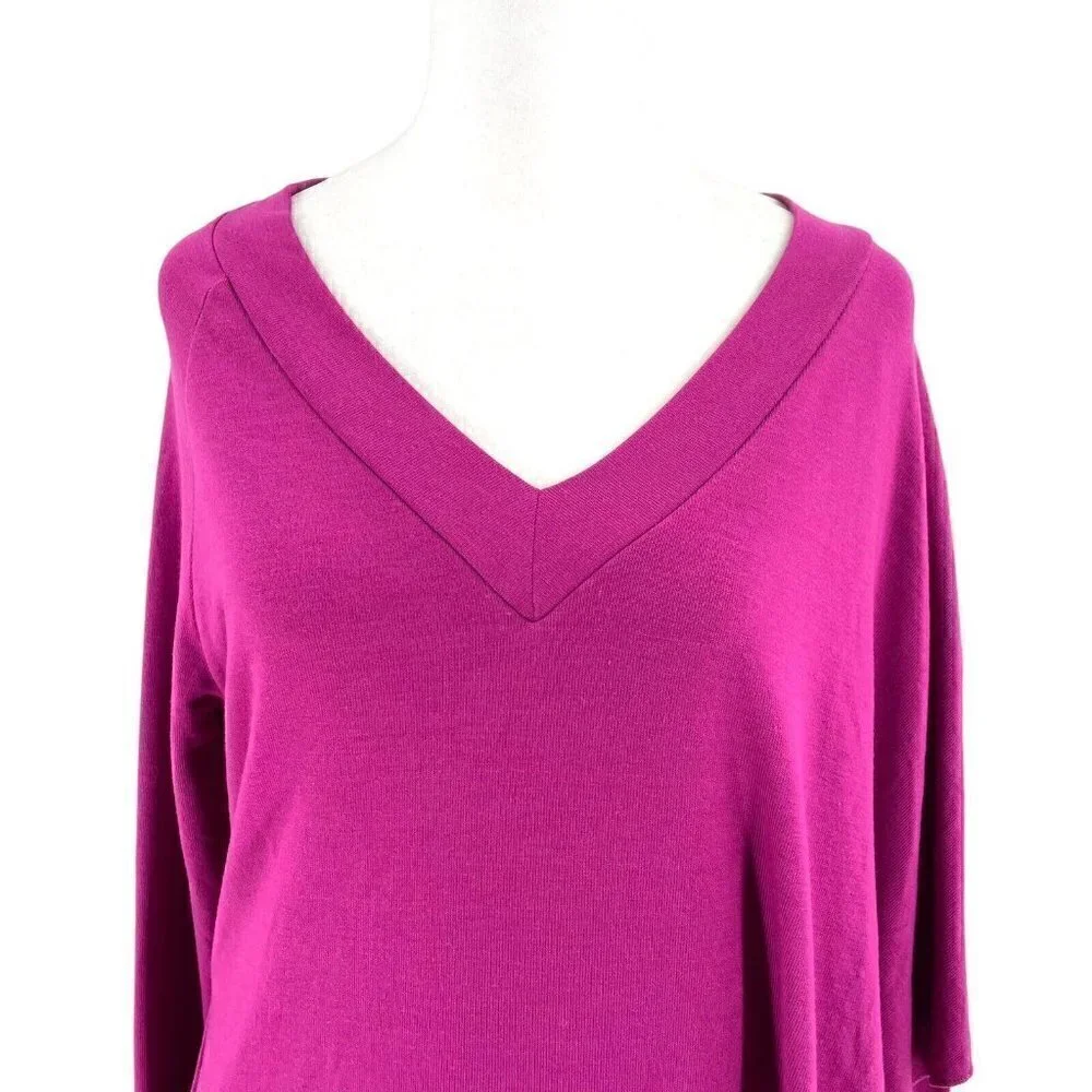 Soft Surroundings Cape-Overlay Soft V-Neck Long Sleeve Tunic Top Purple size XS